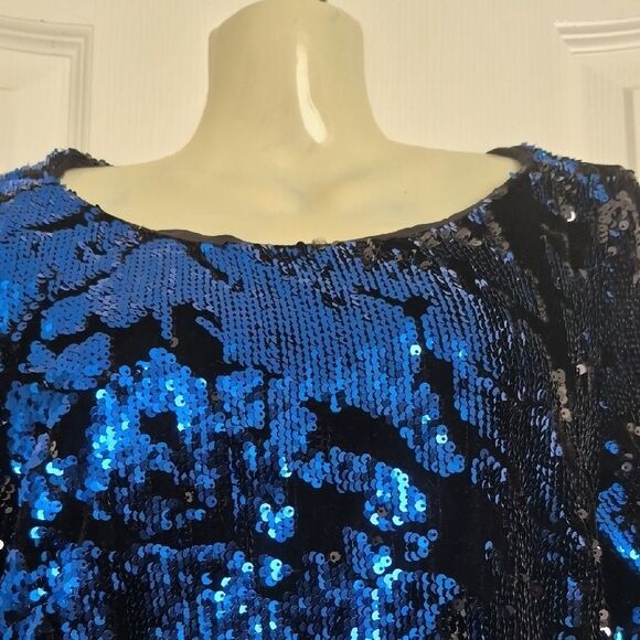 Zara Black and Blue Sequin Mini Dress - Picture 7 of 16